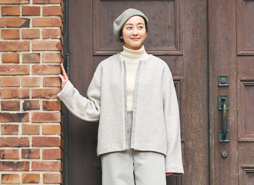 プリスティン　リコットン　 ノーカラージャケット マーブルノーカラージャケット / オーガニックコットン – PRISTINE