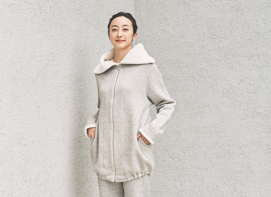 412598ヤク裏毛スタンドカラーバルーンジャケット