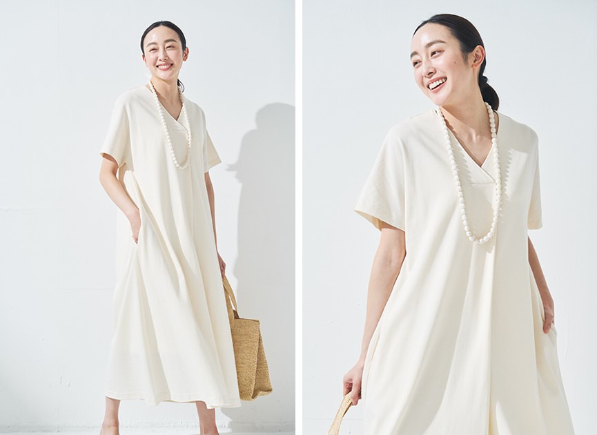 ペーパーコットン <strong>天竺フロントタックワンピース</strong> /オーガニックコットン