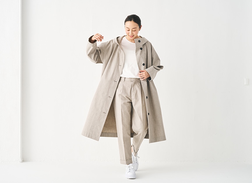 ヤクギャバジンテーパードパンツ/オーガニックコットン