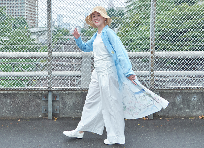 ポプリンタックワイドパンツ