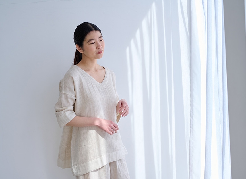 コットンリネンダブルガーゼ 8分袖シャツ – PRISTINE